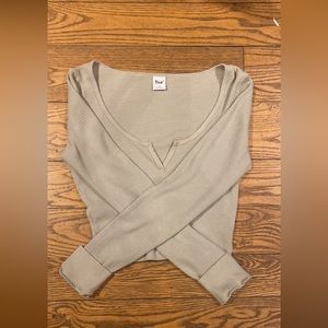 Tna Aritzia Waffle Scoopneck Longsleeve Cropped